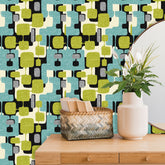 Mid Century Modern Geometric Mod Blocks Peel And Stick Removeable Vintage Style Wallpaper Panels - Mid Century Modern Gal