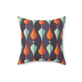 Mid Century Modern Pillows, Geometric Groovy Wave Lanterns, Eggplant Purple, Orange, Mustard Yellow, Teal, Retro Home Mod Home Decor Home Decor 16" × 16"
