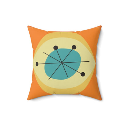 Mid Century Modern, Tri Orange, Yellow, Abstract Retro, MCM Home Decor Pillow And Insert Home Decor 16&quot; × 16&quot;