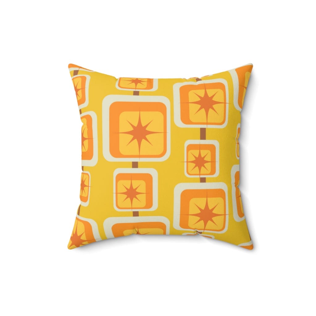 Mid Mod, Geometric, Spicey Mustard Yellow, Orange, Brown, Retro, Mid Century Modern, Atomic Home Living Pillow Cushion And Insert Home Decor 16&quot; × 16&quot;