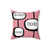 Mod, Mid Century Modern, Geometric, Pink, Retro MCM, Modernist, Minimalist Atomic Living Pillow Cushion And Insert Home Decor 16" × 16"