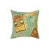 Tiki Aloha, Banjo, Tropical Retro Mint Green, Pink Mid Mod Pillow Cushion And Insert Home Decor 16" × 16"