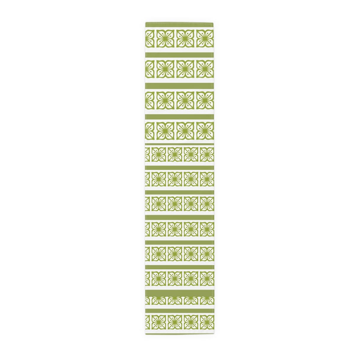 Verde Green, Scandi Block Flowers, Vintage Collector, Kitchen, Dining Room, Table Runner (Cotton, Poly) Home Decor 16&quot; × 72&quot; / Cotton Twill