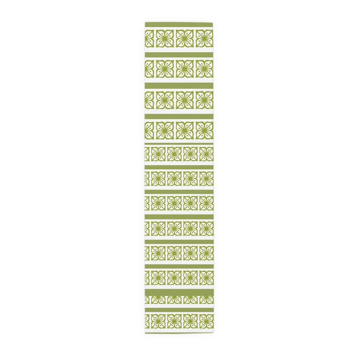 Verde Green, Scandi Block Flowers, Vintage Collector, Kitchen, Dining Room, Table Runner (Cotton, Poly) Home Decor 16&quot; × 72&quot; / Polyester