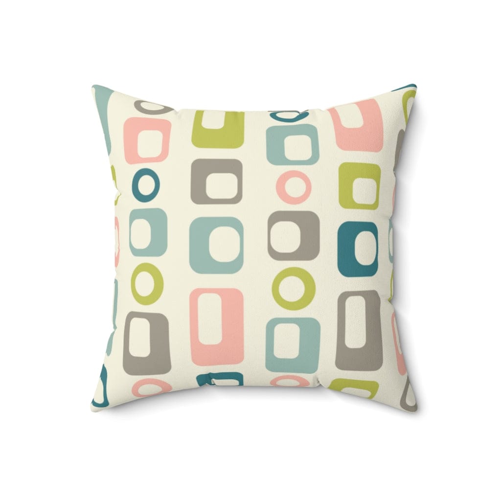 Mid Century Modern Beige, Pink, Mint Green, Teal, MCM Pillow Cushions And Insert Home Decor 18&quot; × 18&quot;