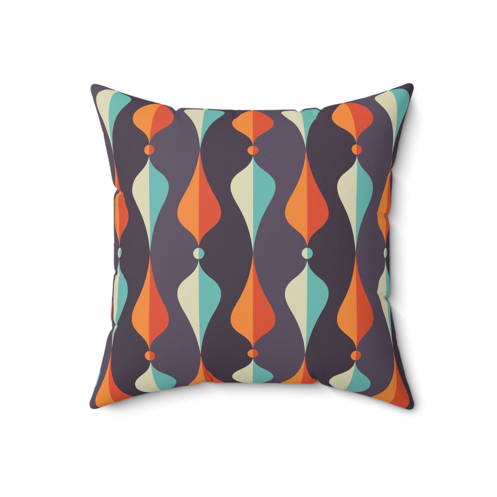 Mid Century Modern Pillows, Geometric Groovy Wave Lanterns, Eggplant Purple, Orange, Mustard Yellow, Teal, Retro Home Mod Home Decor Home Decor 18&quot; × 18&quot;
