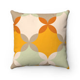 Mid Century Modern Retro Geometric Mustard Yellow, Gray, Mint Green Spun Polyester Square Pillow Home Decor 18" × 18"