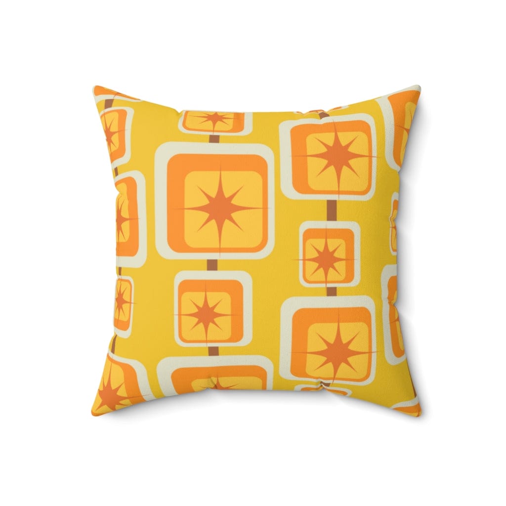 Mid Mod, Geometric, Spicey Mustard Yellow, Orange, Brown, Retro, Mid Century Modern, Atomic Home Living Pillow Cushion And Insert Home Decor 18&quot; × 18&quot;