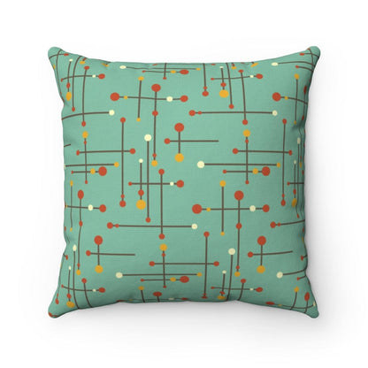 Mint Green Mustard Yellow and hints of Burnt Orange Spun Polyester Square Pillow Home Decor 18&quot; × 18&quot;