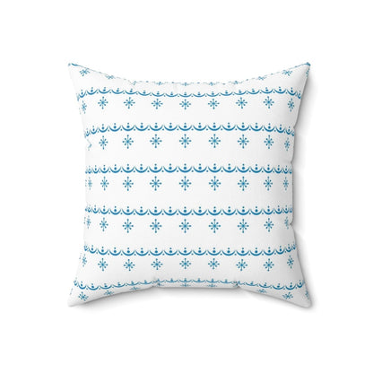 Retro Garland Snowflake, Mid Mod Blue, White, Mid Mod Pyrex Lover Collector Pillow And Insert Home Decor 18&quot; × 18&quot;