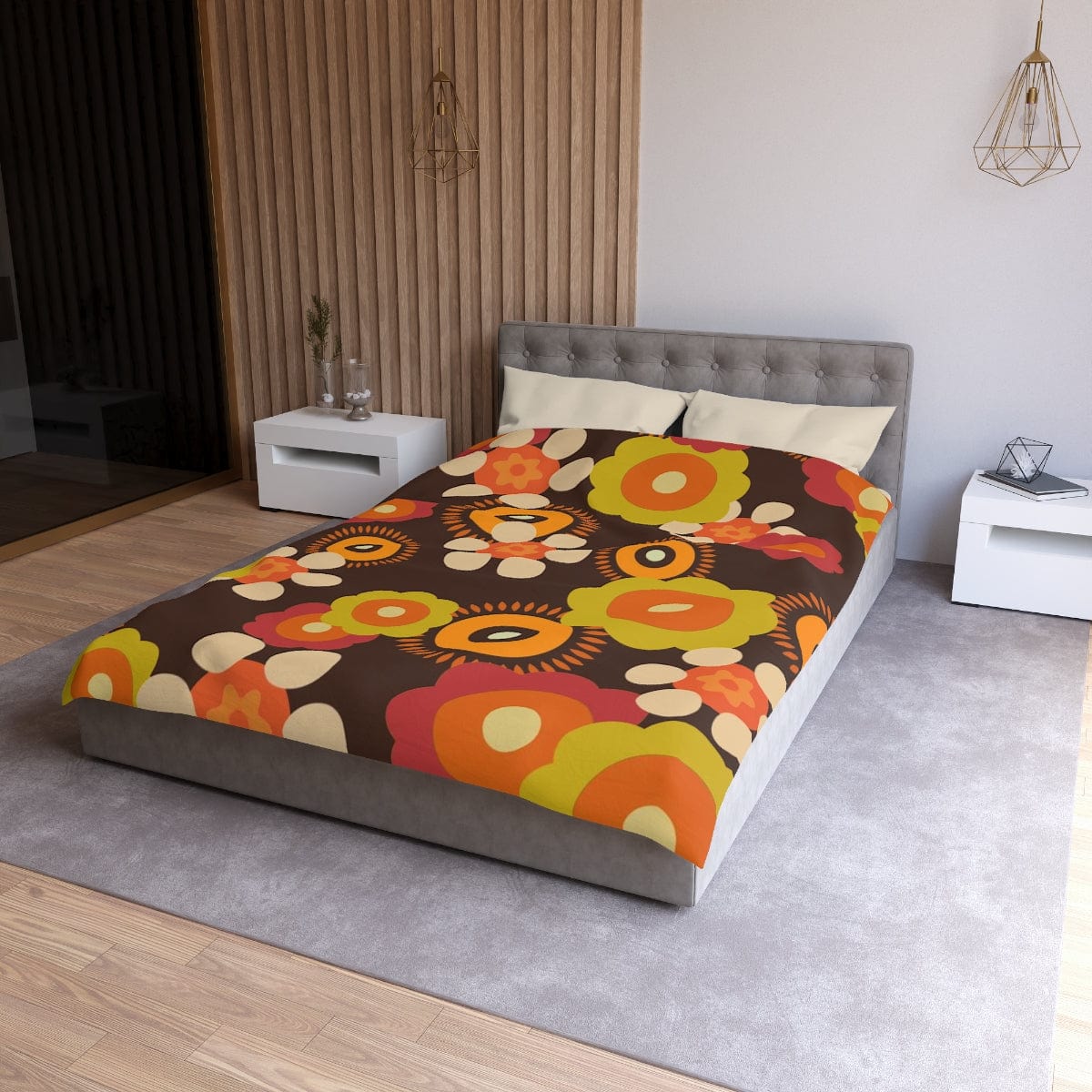 1970's Groovy Hippie, Flower Power Mod Daisy Duvet Cover Home Decor