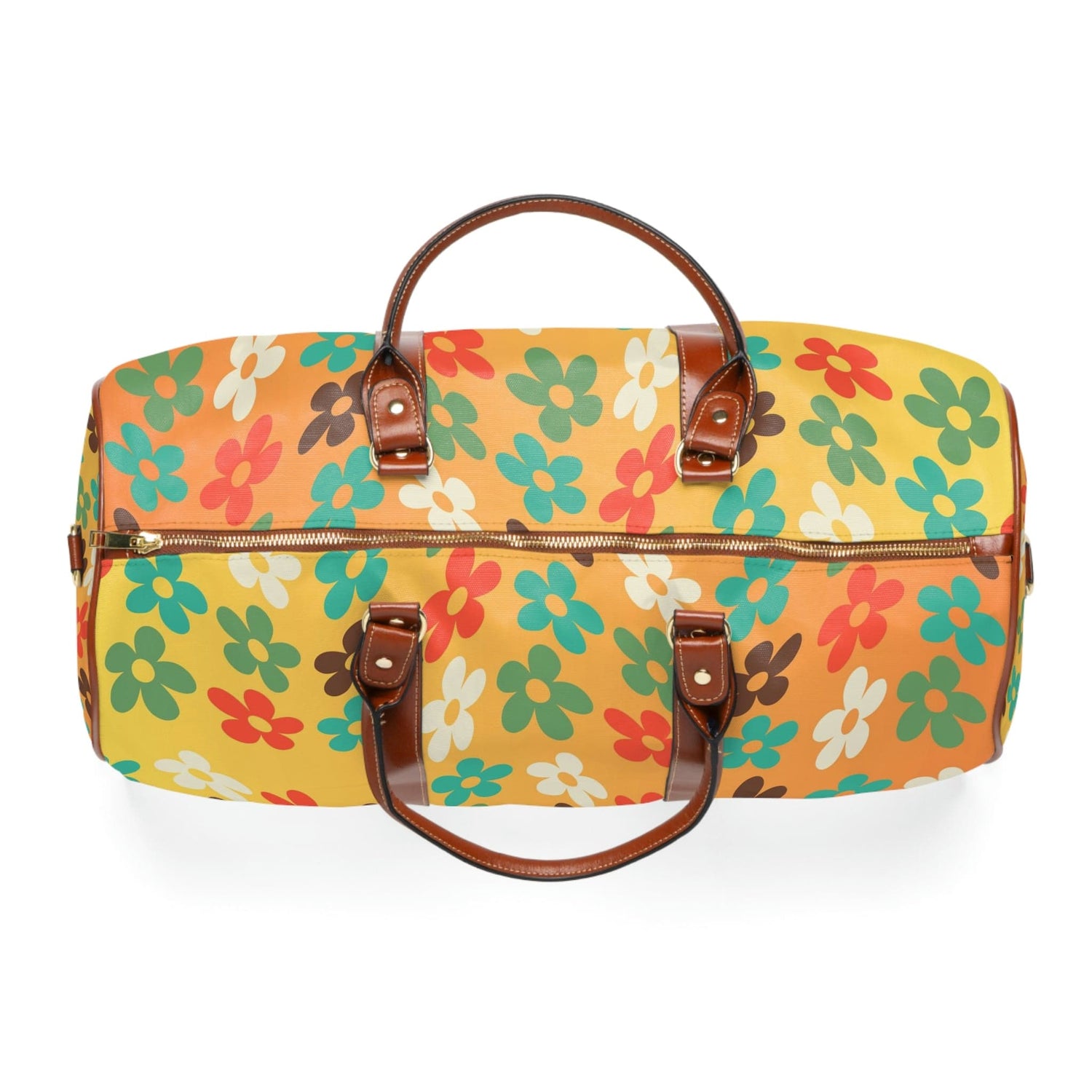 1960's, 70's Flower Power Era, Groovy Daisy, Ombre Retro Waterproof Travel  Bag - 7649659912347