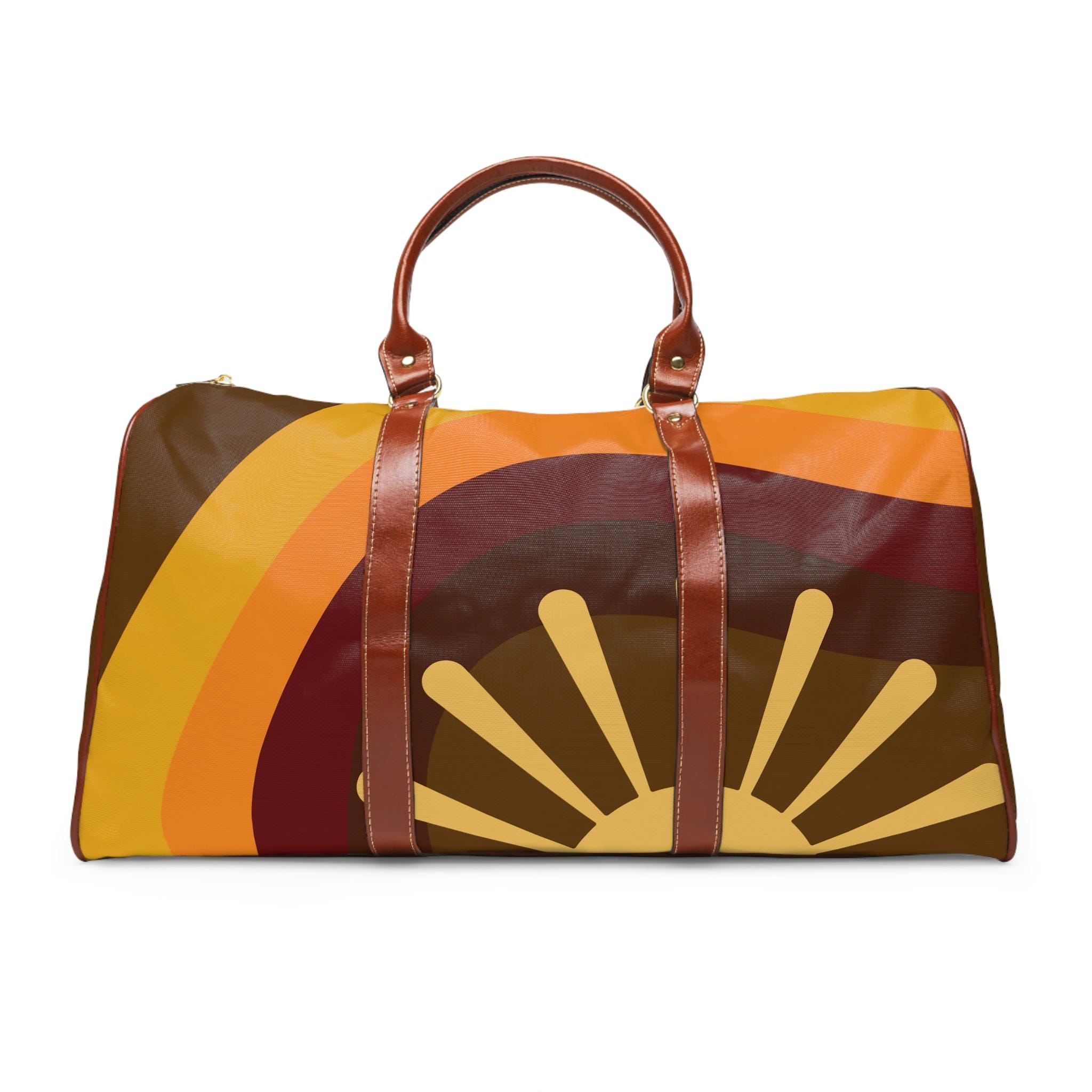 70's Retro Travel Bag, Rising Sun, Groovy, Orange, Brown, Yellow, Hipp –  Mid Century Modern Gal