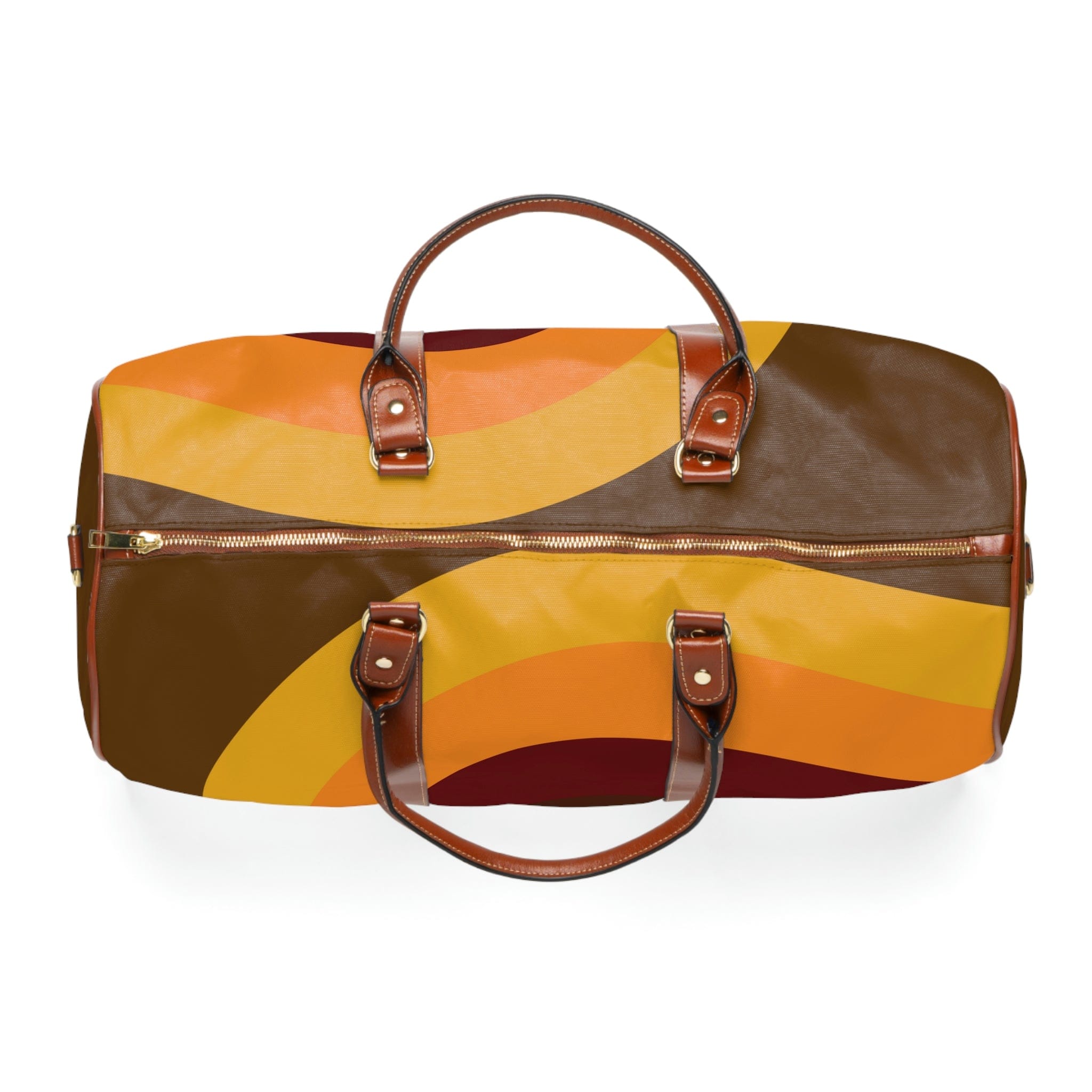 Maroon and Orange Circle Design Zipper Hippie Handbag: Boho Chic Delight