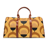 Mid Century Modern Travel Bag Golden Yellow, Black, Tan, Scandinavian Flower Retro Waterproof Travel Bag Bags 20" x 12" / Brown