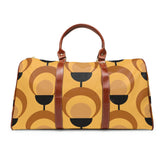 Mid Century Modern Travel Bag Golden Yellow, Black, Tan, Scandinavian Flower Retro Waterproof Travel Bag Bags 20" x 12" / Brown