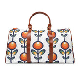 Scandinavian Flower, Modern Danish Design, Travel Bag, Carry On, Mid Century Modern, White, Blue, Orange, Green, Blue Waterproof Travel Bag Bags 20" x 12" / Brown