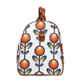 Scandinavian Flower, Modern Danish Design, Travel Bag, Carry On, Mid Century Modern, White, Blue, Orange, Green, Blue Waterproof Travel Bag Bags 20" x 12" / Brown