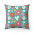 1970s Funky Retro Turquoise, Pink, White Daisy Flower Modern, 70s Décor Spun Polyester Square Pillow Home Decor 20" × 20"