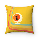 Atomic Cat, Canary Yellow, Rainbow, Mid Century Modern Egg Chair Rainbow, Mid Mod, MCM Groovy Home Decor Throw Pillow Home Decor 20" × 20"