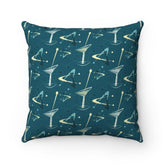 Mid Century Modern, Dark Teal Martini, Atomic Age, Retro Mid Mod MCM Decor Throw Pillow Home Decor 20" × 20"