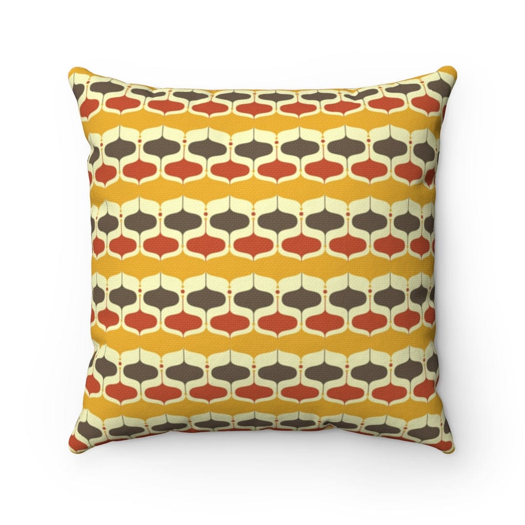 Mid Century Modern Mustard Yellow, Chocolate Brown, Burnt Orange, Geometric GROOVY, Mid Mod MCM Home Decor Throw Pillow Home Decor 20" × 20"
