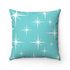 Mid Century Modern Starburst, Aqua Blue, White, Retro Home Decor Spun Polyester Square Pillow Home Decor 20" × 20"
