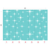 Atomic 50s Starbursts Aqua And White, Mid Century Modern Removeable Peel And Stick Wall Murals - Mid Century Modern Gal