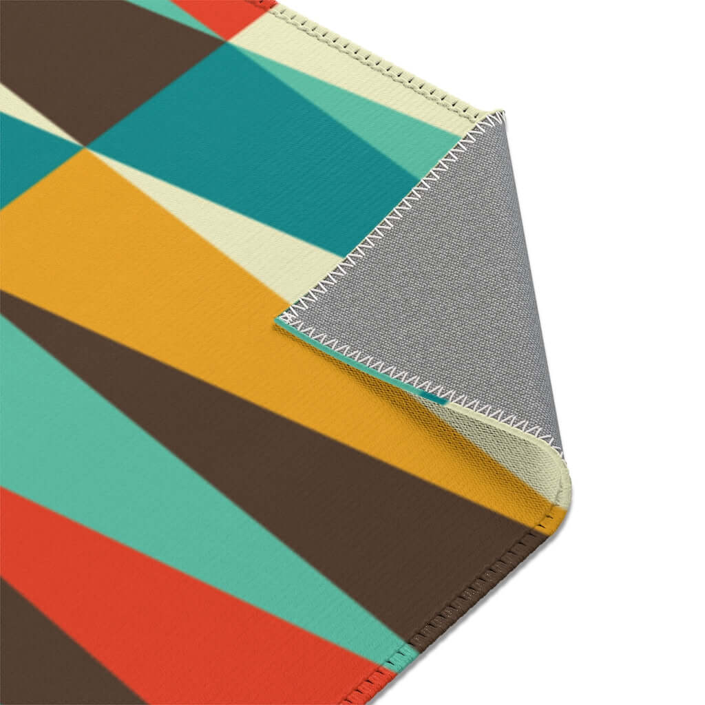 Mid Century Modern Area Rug Abstract Brown, Teal, Burnt Orange, Mustard Yellow Retro MCM Home Decor Home Decor 36" × 24"
