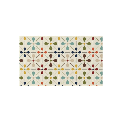 Mid Century Modern, Indoor/Outdoor, Scandinavian Flower, Retro, Orange, Brown, Green, Yellow, Aqua Blue, Outdoor Rug Home Decor 36&quot; × 60&quot;