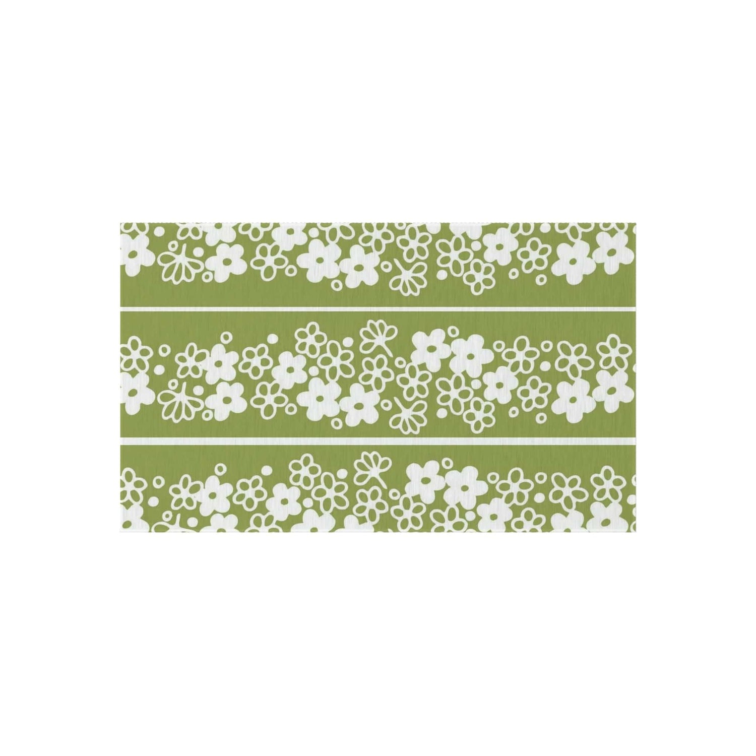 Mid Mod, Blossom Daisy, Retro Green, White, Indoor/Outdoor Large Area Rug Home Decor 36&quot; × 60&quot;