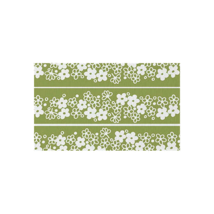 Mid Mod, Blossom Daisy, Retro Green, White, Indoor/Outdoor Large Area Rug Home Decor 36&quot; × 60&quot;