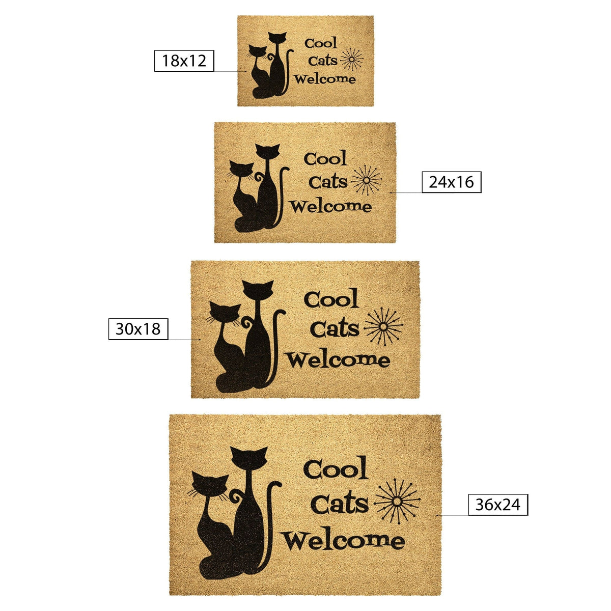 Atomic Cat Cool Cats Welcome Mat Mid Century Modern Home Goods 36x24
