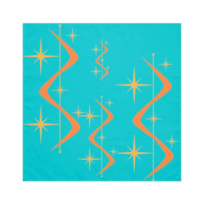 Atomic Boomerang Orange, Turquoise Blue, Yellow Starburst Mid Century Modern Napkins Accessories 4-piece set / White / 19&quot; × 19&quot;