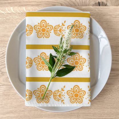 Butterfly Golden Yellow Pyrex Lover, Collector, Dinner, Cocktail Napkins Accessories 4-piece set / White / 19&quot; × 19&quot;