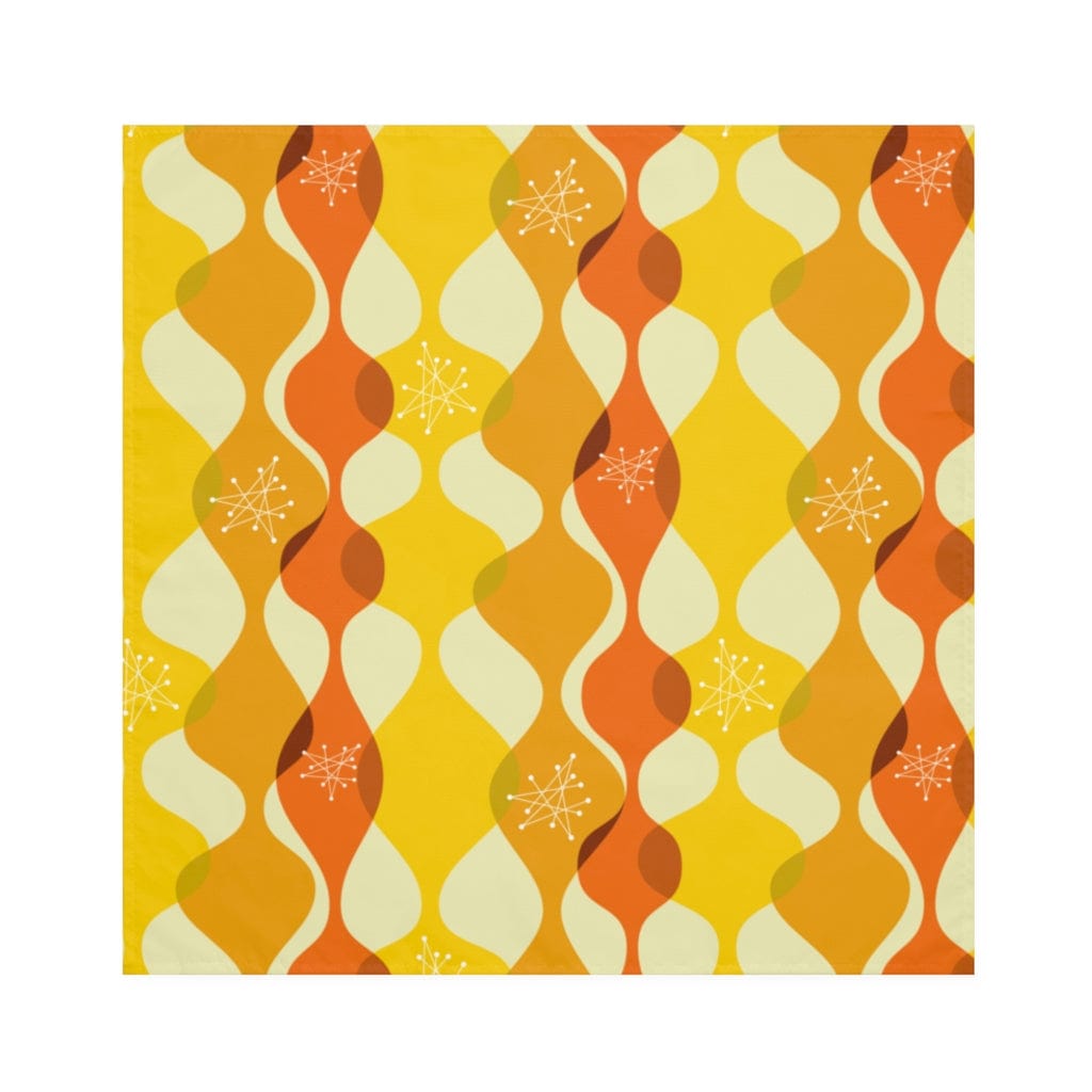 Mid Century Modern Orange, Yellow Atomic Retro Dinner Party Napkins Accessories 4-piece set / White / 19&quot; × 19&quot;