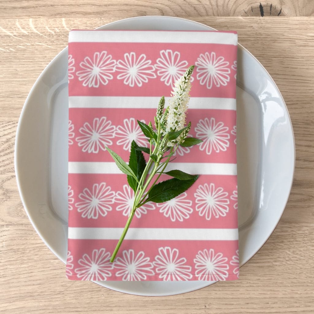Pink Retro Daisy, Pyrex Lover, Collector, Mid Mod Napkins Accessories 4-piece set / White / 19&quot; × 19&quot;