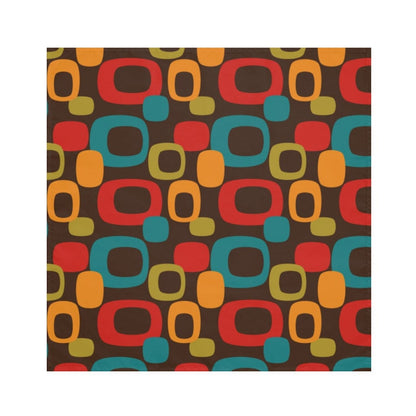 Retro Chocolate Brown Geometric Groovy Teal Blue, Green, Yellow, Burnt Orange, Mid Century Modern Napkins Accessories 4-piece set / White / 19&quot; × 19&quot;