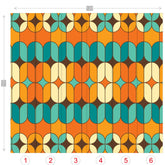 Mid Century Modern Peel And Stick Wallpaper, Orange, Teal Blue, Geometric Groovy 70s Wall Murals - Mid Century Modern Gal