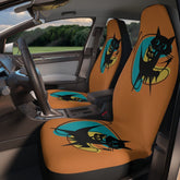 Atomic Cat, Cool Cats, Retro Car Seat Covers, Orange, Teal, Black, Mid Mod Boomerang All Over Prints 48.03" × 18.50" / Black