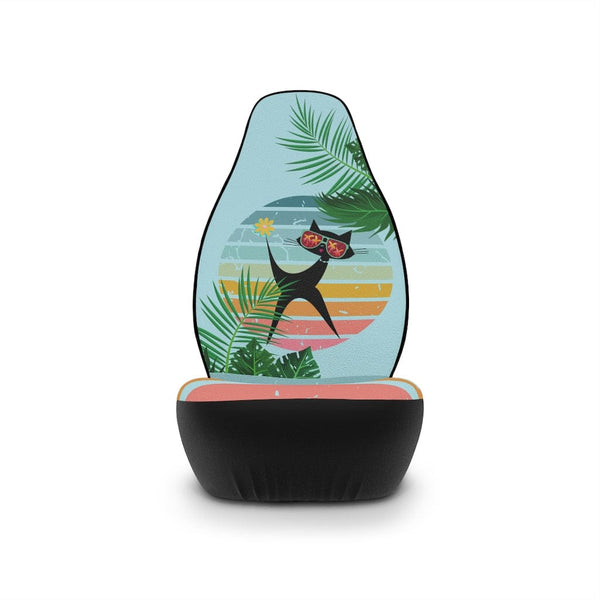 Mod Cat, Palm Spring, Cali, Florida, Tropical, Retro Groovy, Aqua, Pink, Mid Mod Car Seat Covers