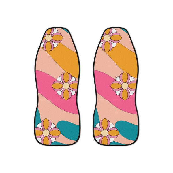 Retro Pink, 70's Flower Power, Teal, Yellow Groovy, Mid Mod, MCM Hipster, Hippie Car Seat Covers