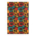Retro Chocolate Brown Geometric Groovy Teal Blue, Green, Yellow, Burnt Orange, Mid Century Modern Area Rugs Home Decor 48" × 72"