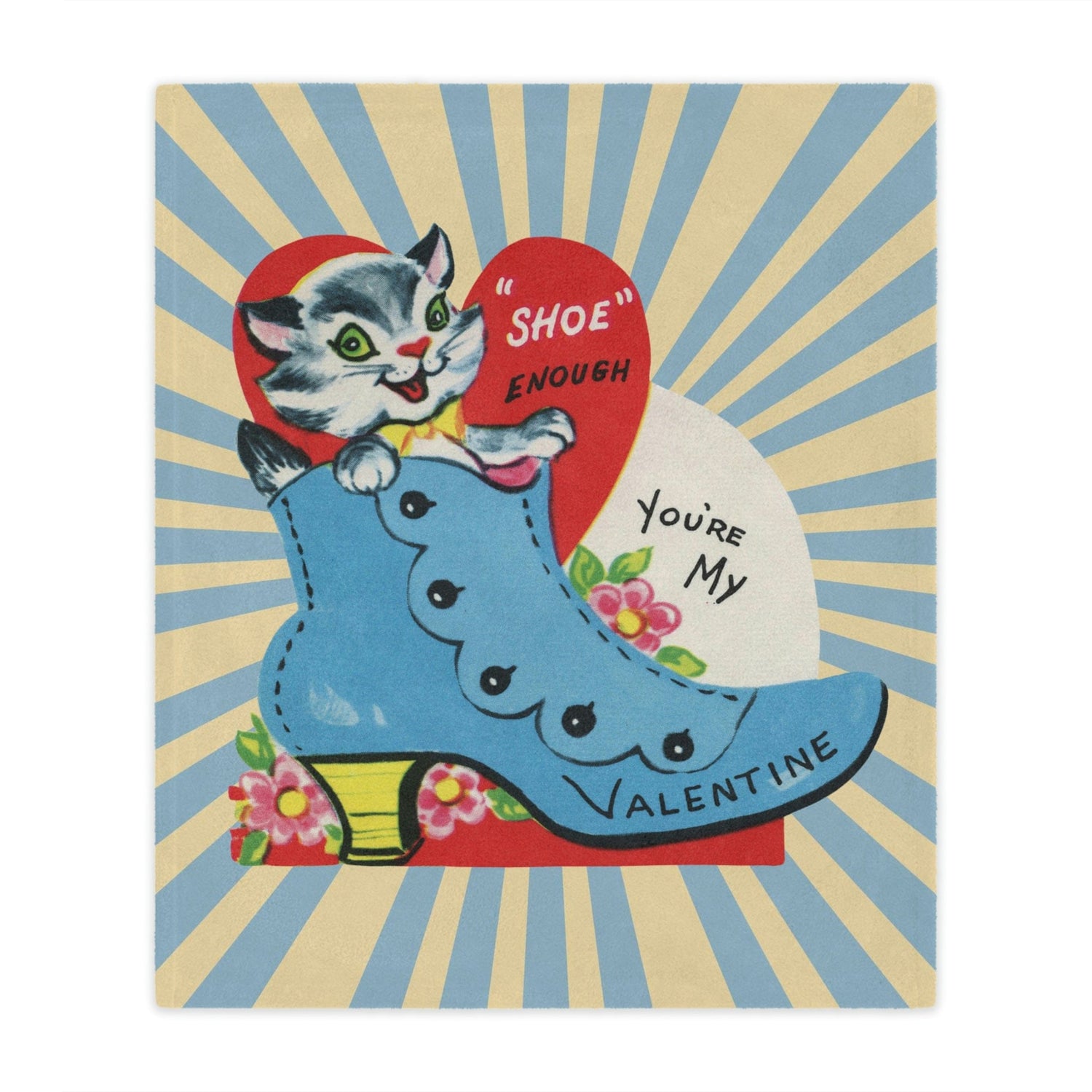 Kitschy Cute, Funny Retro Vintage Valentine Card Blanket Gift For Her Home Decor 50&quot; × 60&quot;