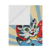 Kitschy Cute, Funny Retro Vintage Valentine Card Blanket Gift For Her Home Decor 50" × 60"