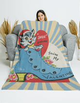 Kitschy Cute, Funny Retro Vintage Valentine Card Blanket Gift For Her Home Decor 50" × 60"