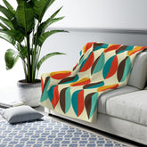 Mid Century Modern Geometric Sherpa Fleece Blanket Home Decor 50" × 60"