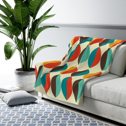 Mid Century Modern Geometric Sherpa Fleece Blanket Home Decor 50&quot; × 60&quot;