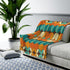 Mid Century Modern Mid Mod, MCM Retro Orange, Teal Cream, Mustard, Groovy THIN Velveteen Plush Blanket All Over Prints 50" × 60"
