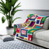 Mid Century Modern Modern Geometric, FUNKY Fun, Googie, Blue, Green, Yellow, Pink, Red Mid Mod MCM Home Decor Cozy Sherpa Fleece Blanket Home Decor 50" × 60"